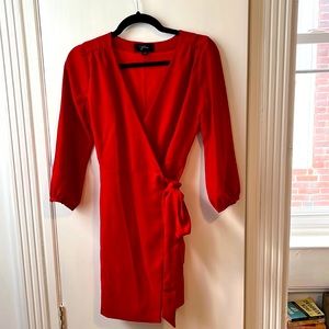 Red long-sleeved JCrew dress
